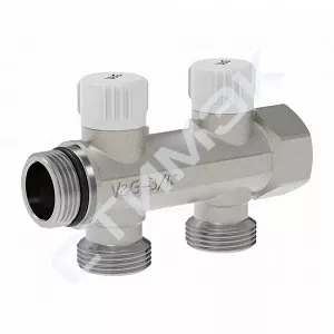 Коллекторы VALOGIN - купить в Екатеринбурге, Тюмени, Челябинске, Перми. Коллектор распределительный, вентильная регулировка, 3/4"-2 выходах3/4" евроконус VG-901501 VALOGIN