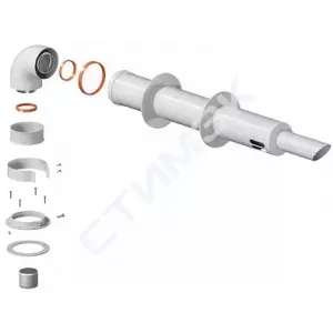 Преимущества компании. Комплект дымохода АНТИЛЕД УНИВЕРСАЛЬНЫЙ 750 мм (хомут в комп. + втулка) со стальным наконечником  PF