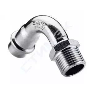 Вставка резьбовая нерж. сталь с вн.р. 22х1/2" VTi.907.I.002204 Valtec (VTi.907.I.002204) - купить в Екатеринбурге, Тюмени, Челябинске, Перми. Отвод 90° с переходом на НР нерж сталь 22 мм х 1/2" VTi.957.I.002204 Valtec
