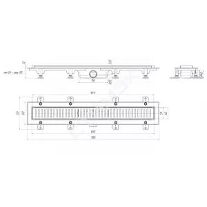 Трап линейный пластиковый выпуск 40 мм решётка Бимс матовая нерж. сталь 650 мм TL1465M АНИ пласт