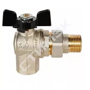 Кран шаровой угловой с полусгоном ручка-бабочка ВР-НР 3/4 Oregon 05940005 BUGATTI