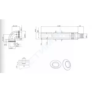 Коаксиальная традиционная система METEOR - купить в Екатеринбурге, Тюмени, Челябинске, Перми. Дымоход концентрический DN80/125х800мм, горизонтальный, комплект WT80125-01
