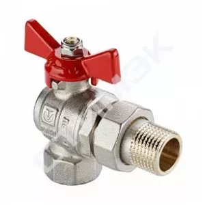 Кран шаровой BASE-ГОСТ угловой со сгоном с рукояткой-бабочкой вн.-нар. DN15, PN40, 1/2" VT.228S.N.04