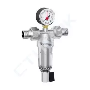 Фильтр сетчатый промывной PN25 1/2" для ХВС и ГВС с разъемными соединениями, манометр VMSF05-C25042