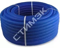 Кожух гофрированный для трубы - купить в Екатеринбурге, Тюмени, Челябинске, Перми. Кожух гофрированный D25 для м/п трубы Ду 16, синий, бухта 100, PF