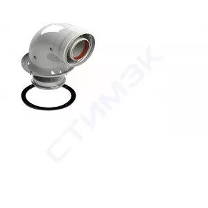 Раздельная система дымоудаления - купить в Екатеринбурге, Тюмени, Челябинске, Перми. Отвод 90° для газоотвода 60/100, Al, с рев.отверстием. Для котлов Рысь, Ягуар 3003202780 Protherm