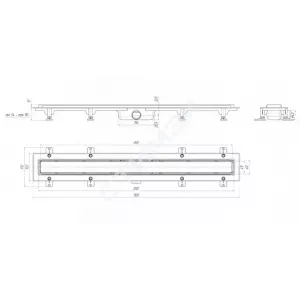 Трап линейный пластиковый выпуск 40 мм решётка МОЛ под плитку 850 мм TL1085 АНИ пласт