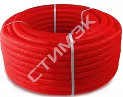 Кожух гофрированный для трубы - купить в Екатеринбурге, Тюмени, Челябинске, Перми. Кожух гофрированный D22 для м/п трубы Ду 10-16, красный, бухта 120, PF