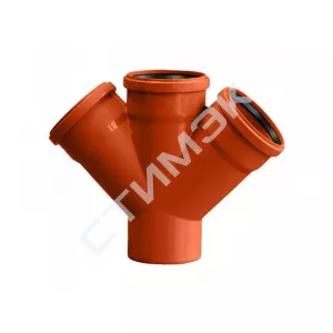 Фасонные части для наружной канализации Политэк - купить в Екатеринбурге, Тюмени, Челябинске, Перми. Крест ПП наружный 110х110х110 45гр. 110110145, Политэк